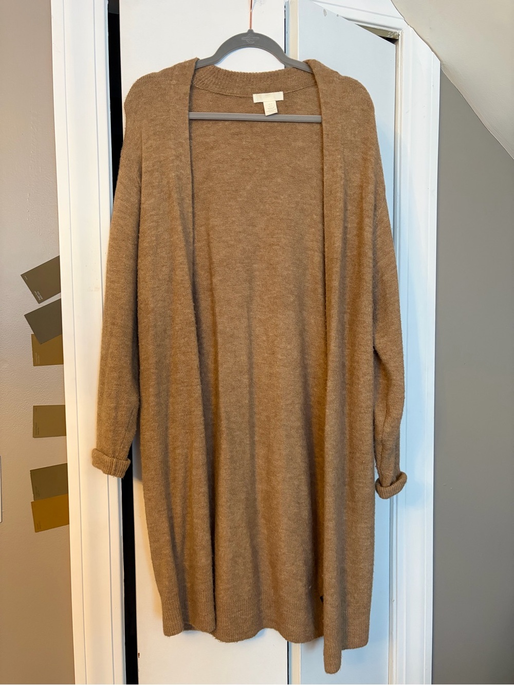 H&M Open-Front Long Cardigan - Camel Brown
